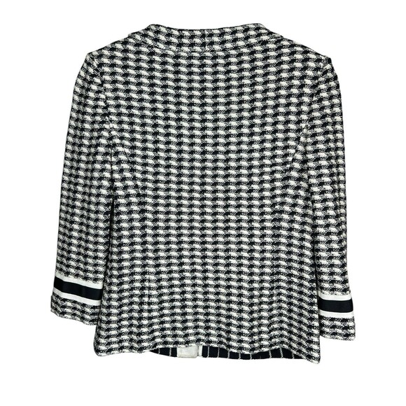 St. John Collection Houndstooth Knit Jacket Old Money Tweed Blazer Black White 2 - Picture 7 of 12